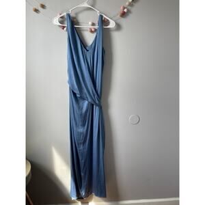 Solar Company Poland Light Blue Sleeveless Long Wrap Dress